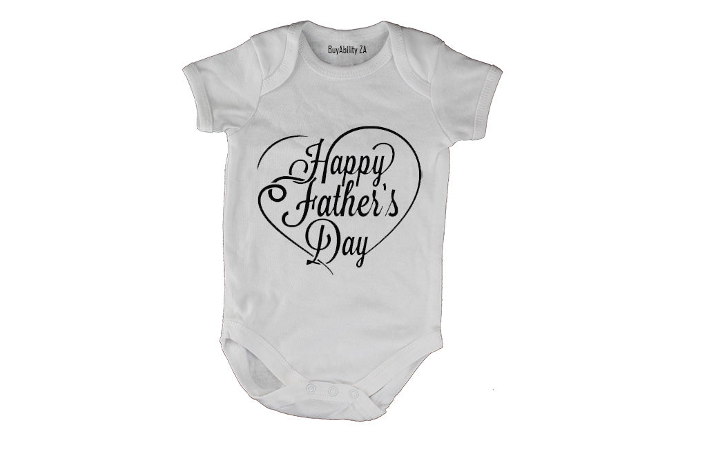 Happy Father's Day - Heart - Baby Grow
