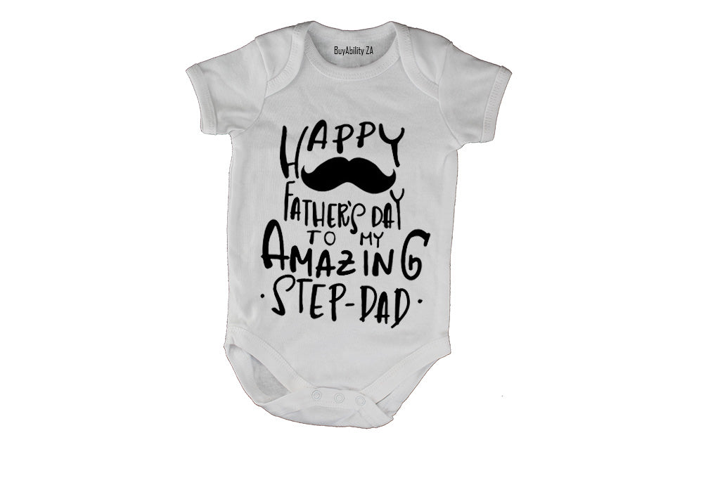 Happy Fathers Day - Amazing Step Dad - Baby Grow