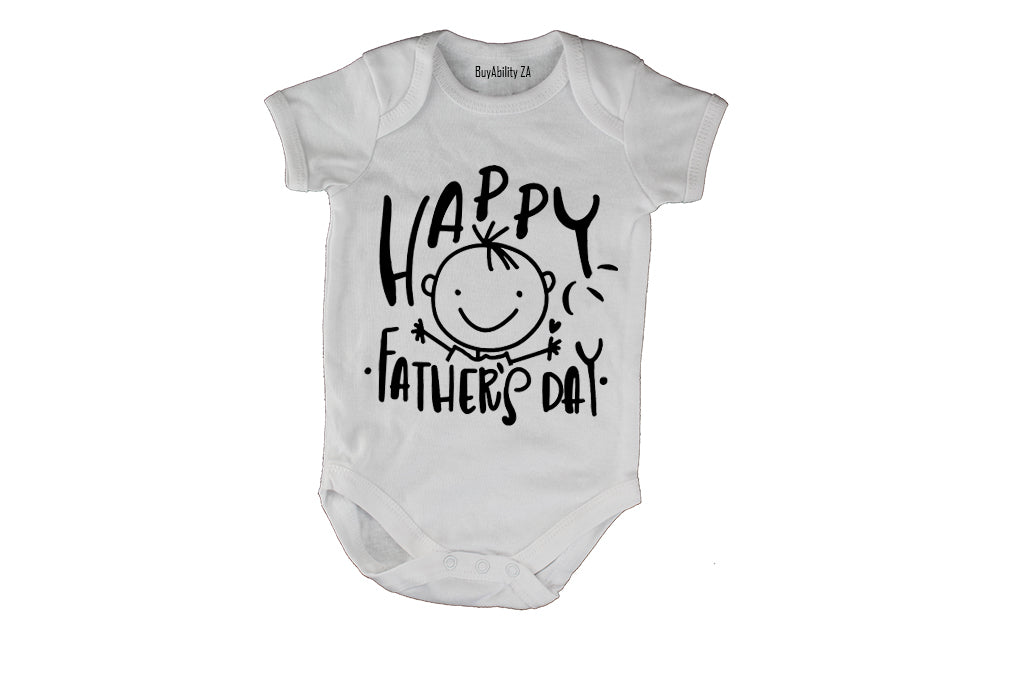 Happy Father's Day - Boy Hugs - Baby Grow