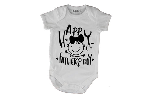 Happy Father's Day - Girl Hugs - Baby Grow
