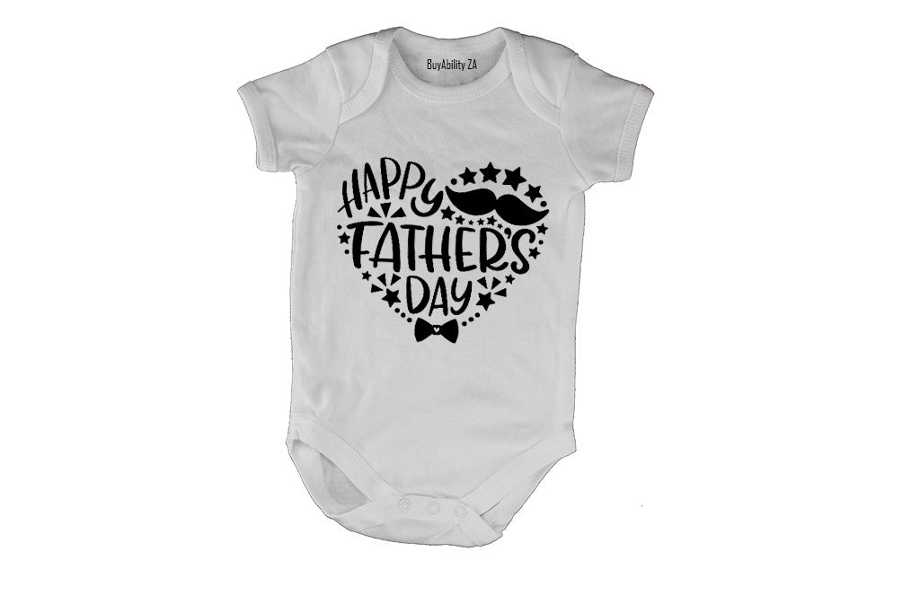Happy Fathers Day - Heart & Stars - Baby Grow