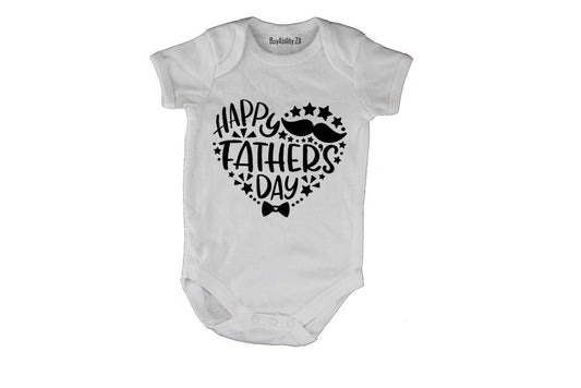 Happy Fathers Day - Heart & Stars - Baby Grow