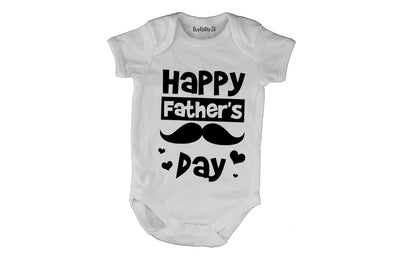 Happy Fathers Day - Mustache & Hearts - Baby Grow