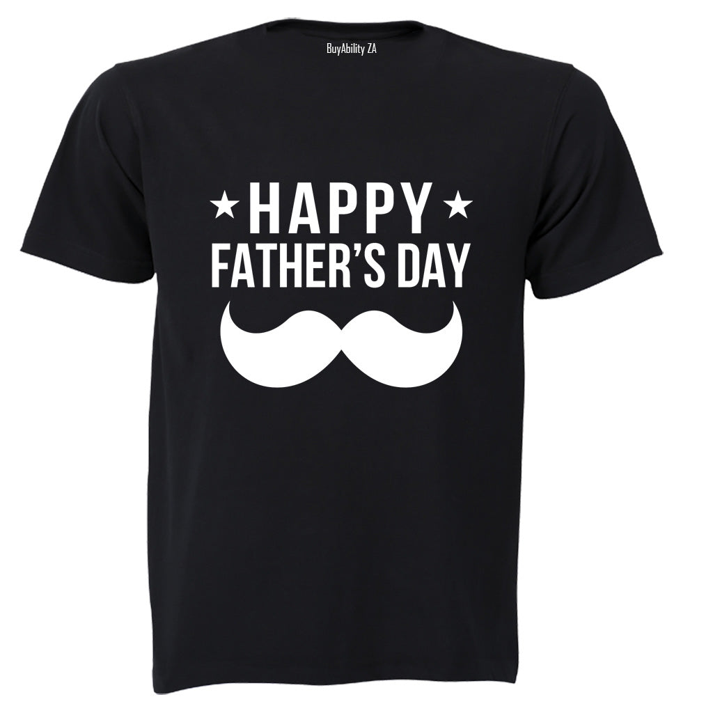 Happy Fathers Day - Mustache & Stars - Adults - T-Shirt