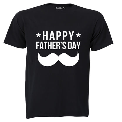 Happy Fathers Day - Mustache & Stars - Adults - T-Shirt