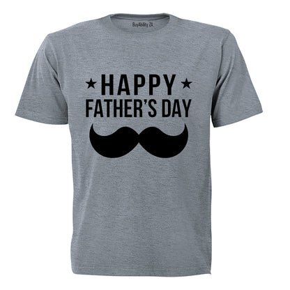 Happy Fathers Day - Mustache & Stars - Adults - T-Shirt
