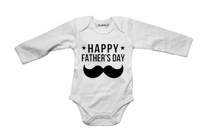 Happy Fathers Day - Mustache & Stars - Baby Grow