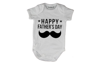 Happy Fathers Day - Mustache & Stars - Baby Grow