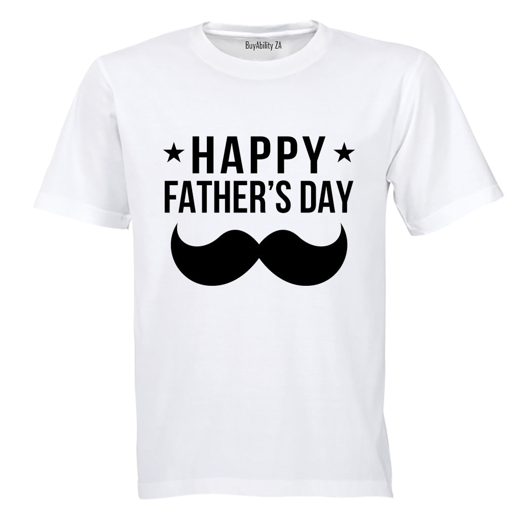 Happy Fathers Day - Mustache & Stars - Adults - T-Shirt