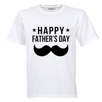 Happy Fathers Day - Mustache & Stars - Adults - T-Shirt