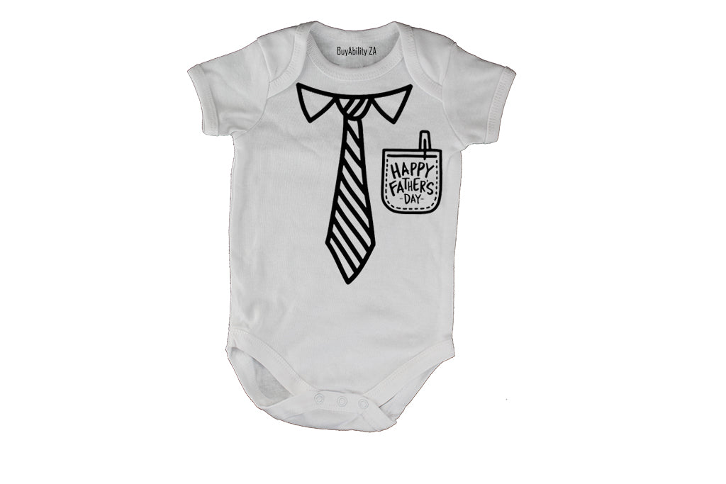 Happy Father's Day, Pocket + Tie - Baby Grow
