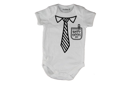 Happy Father's Day, Pocket + Tie - Baby Grow