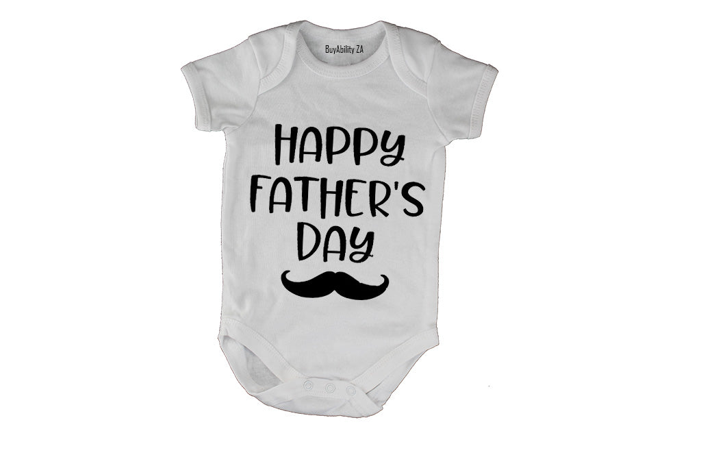 Happy Fathers Day - Mustache - Baby Grow