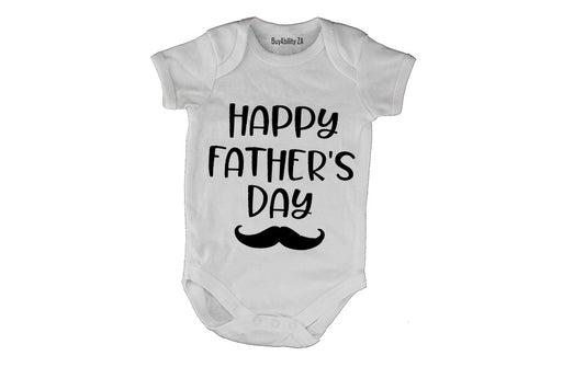 Happy Fathers Day - Mustache - Baby Grow