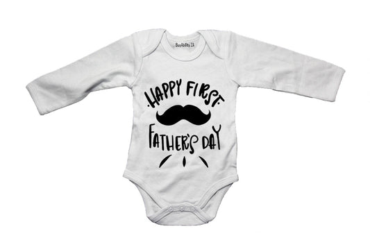 Happy First Fathers Day - Mustache - Baby Grow