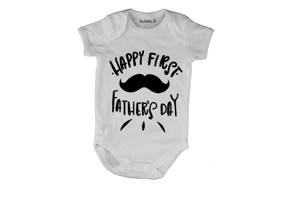 Happy First Father's Day - Mustache - Baby Grow