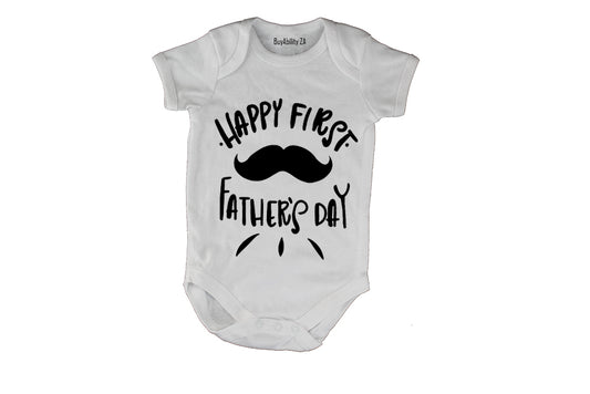 Happy First Father's Day - Mustache - Baby Grow