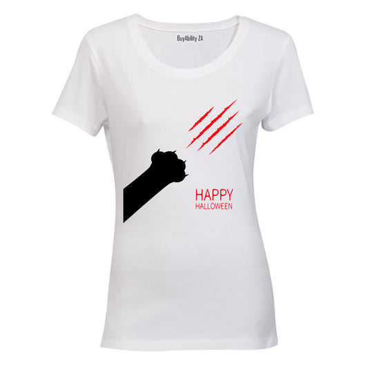 Happy Halloween - Cat Scratch - Ladies - T-Shirt