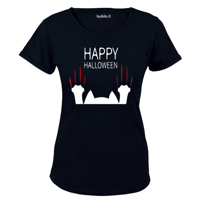 Happy Halloween - Hanging On Cat - Ladies - T-Shirt