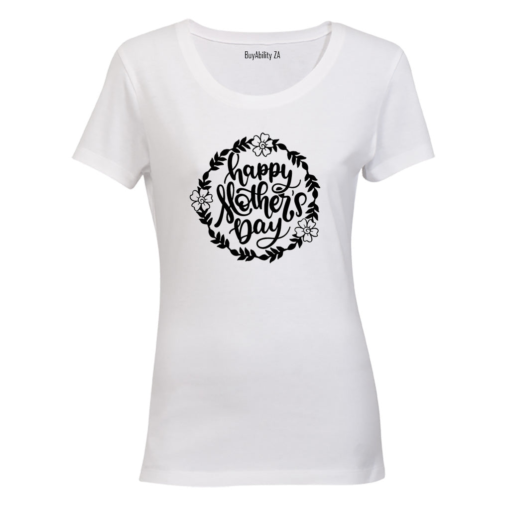 Happy Mother's Day - Wreath - Ladies - T-Shirt - BuyAbility