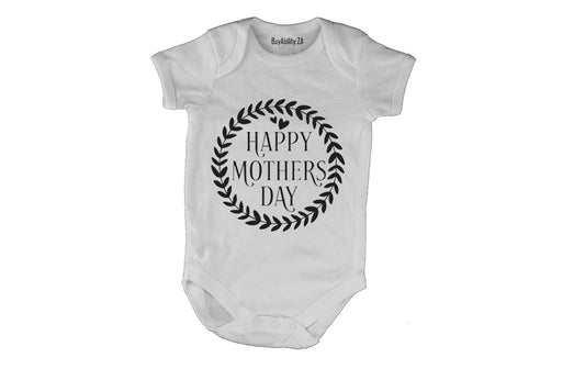 Happy Mothers Day - Wreath - Baby Grow