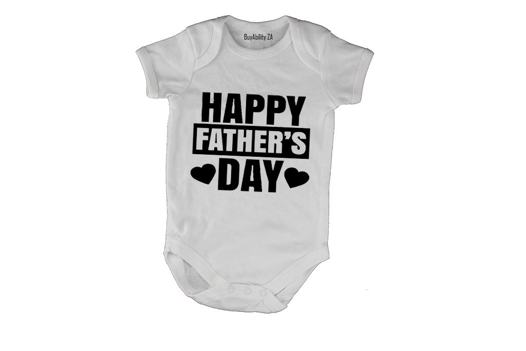 Happy Fathers Day - 2 Hearts - Baby Grow
