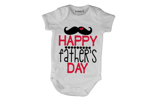 Happy Fathers Day - Red and Black - Baby Grow