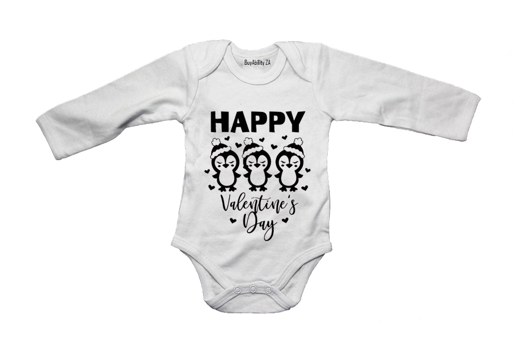 Happy Valentines Day - Penguins - Baby Grow
