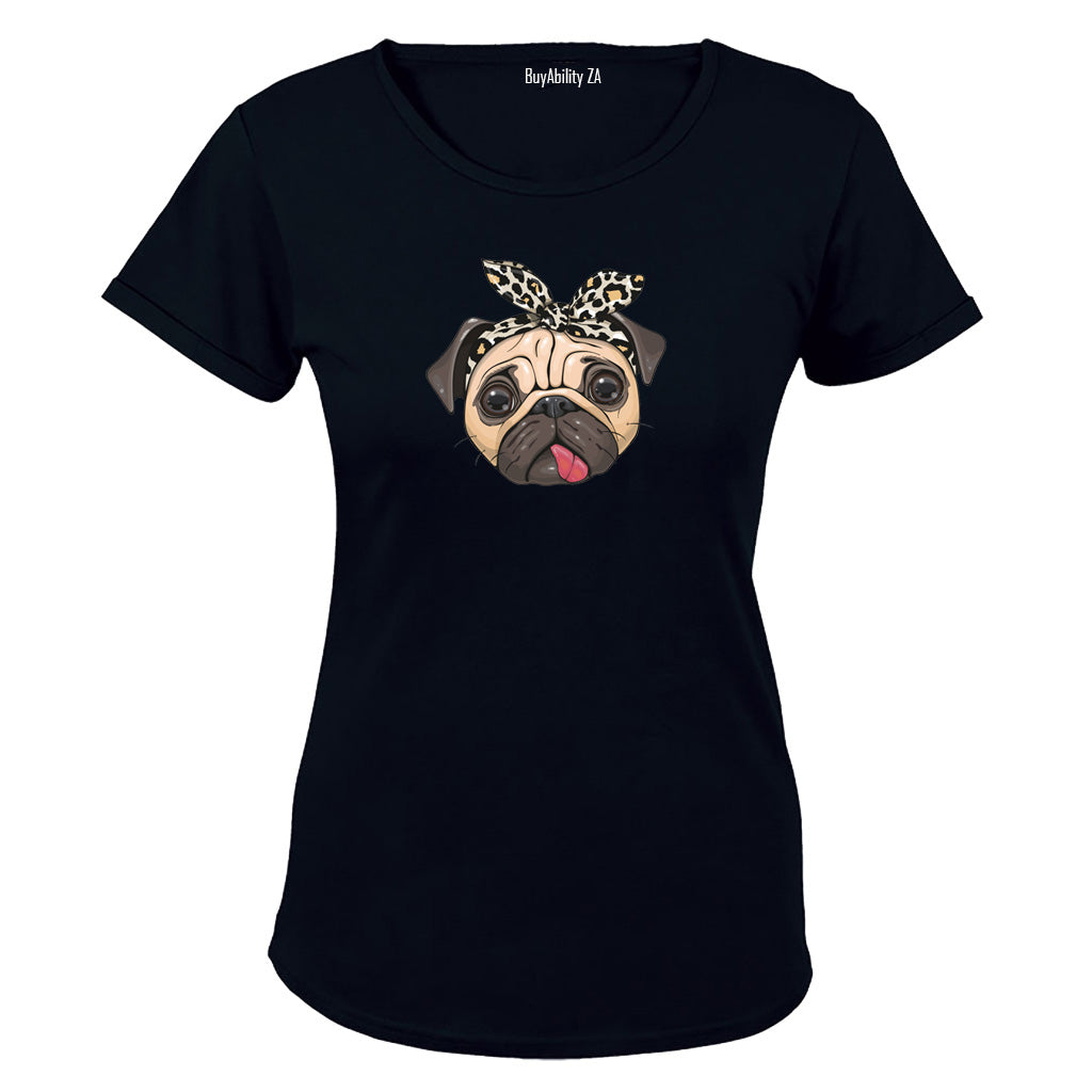 Headband Pug - Ladies - T-Shirt - BuyAbility