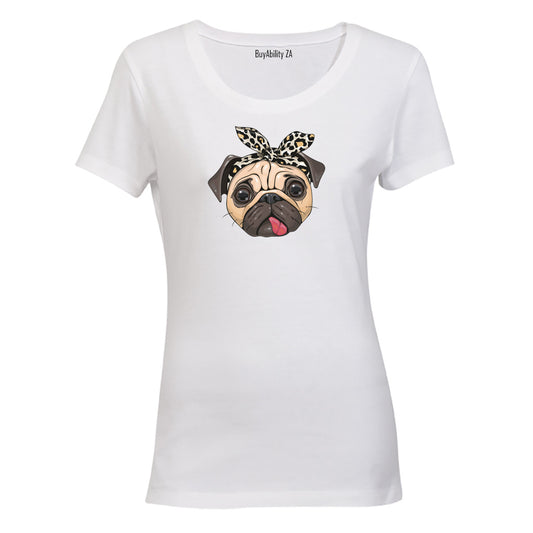 Headband Pug - Ladies - T-Shirt - BuyAbility