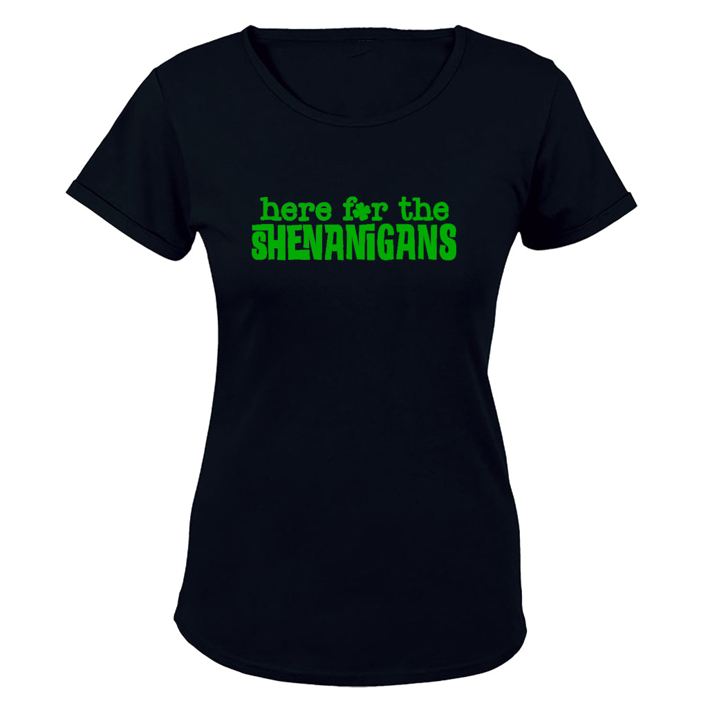 Here For The Shenanigans - St. Patricks Day - Ladies - T-Shirt - BuyAbility South Africa