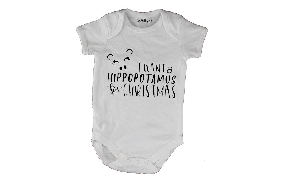 Hippo For Christmas - Baby Grow