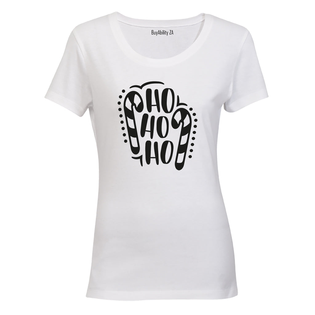 Ho Ho - Christmas Candy Cane - Ladies - T-Shirt