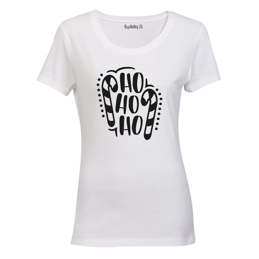 Ho Ho - Christmas Candy Cane - Ladies - T-Shirt