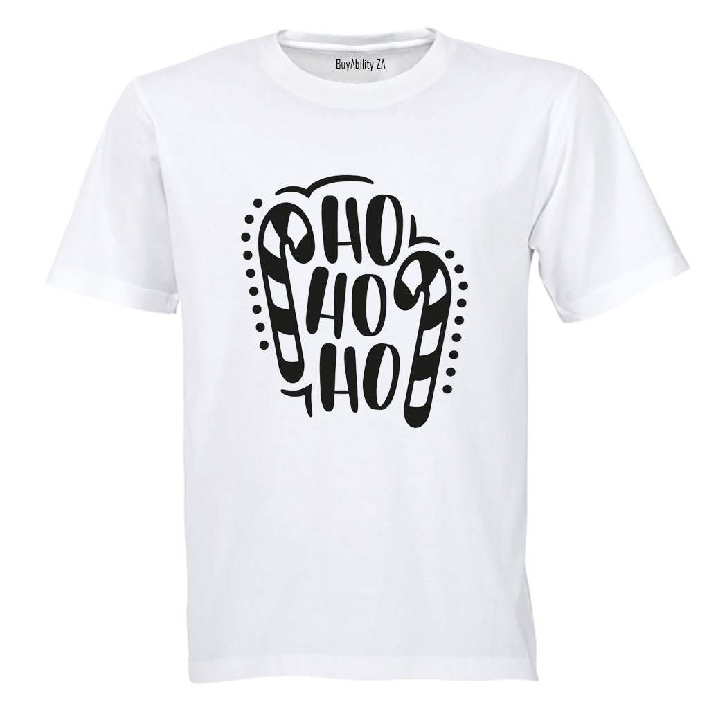 Ho Ho - Christmas Candy Cane - Adults - T-Shirt