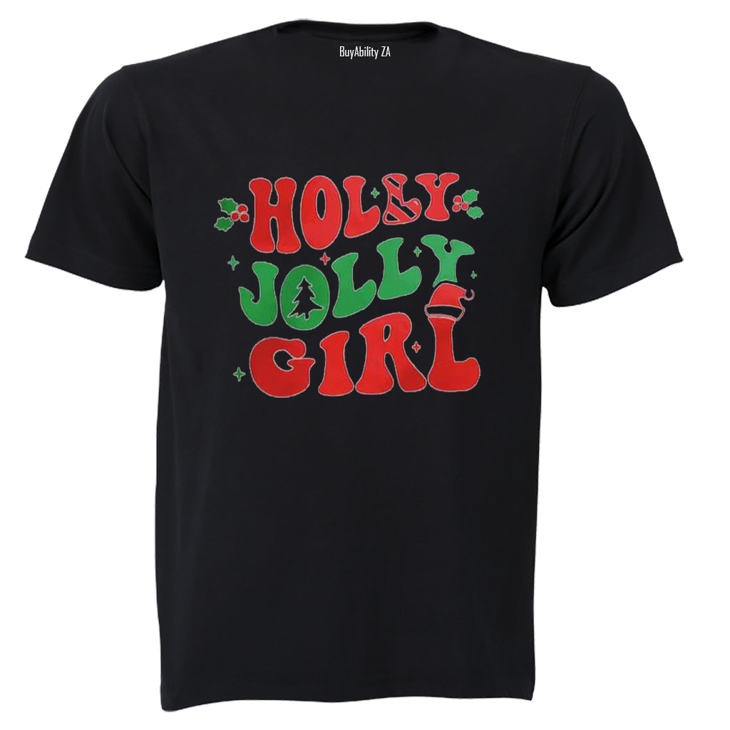 Holly Jolly Girl - Christmas - Kids T-Shirt - BuyAbility South Africa