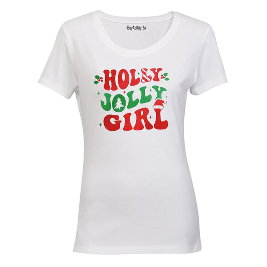 Holly Jolly Girl - Christmas - Ladies - T-Shirt - BuyAbility South Africa