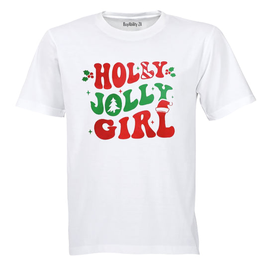 Holly Jolly Girl - Christmas - Kids T-Shirt - BuyAbility South Africa
