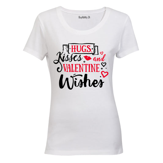 Hugs, Kisses & Valentine Wishes - Ladies - T-Shirt - BuyAbility