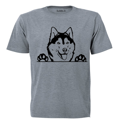 Husky Peeking - Adults - T-Shirt