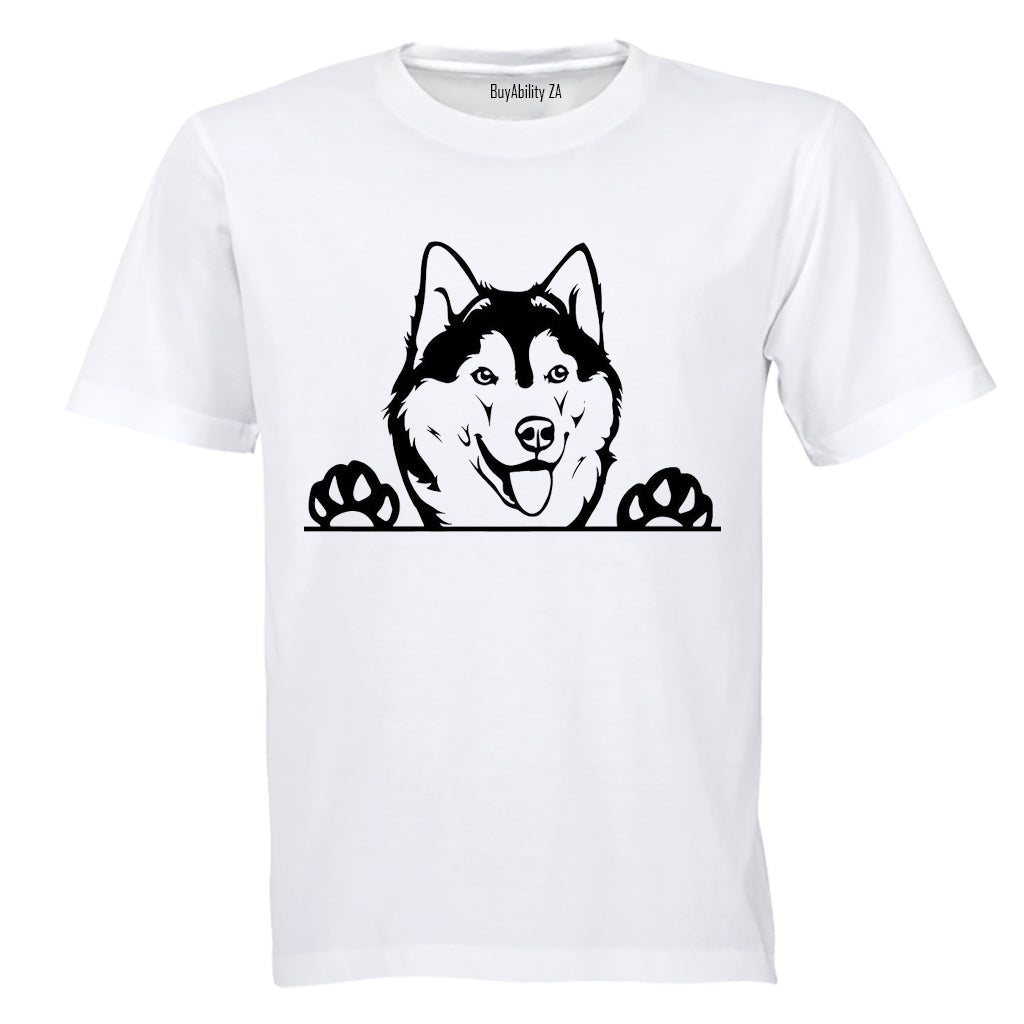 Husky Peeking - Adults - T-Shirt - BuyAbility