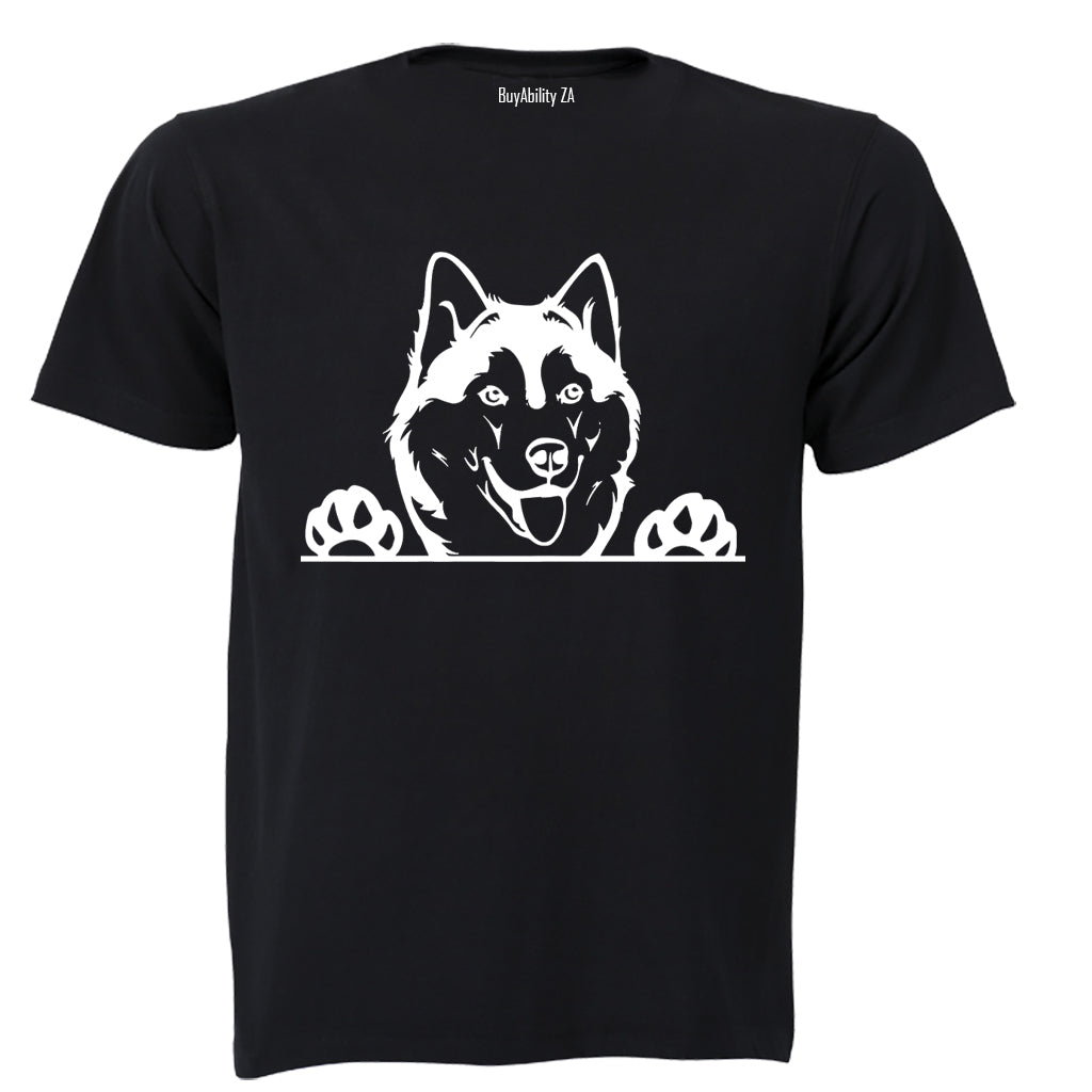 Husky Peeking - Adults - T-Shirt