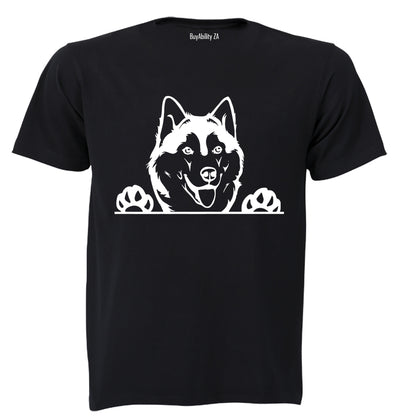 Husky Peeking - Adults - T-Shirt