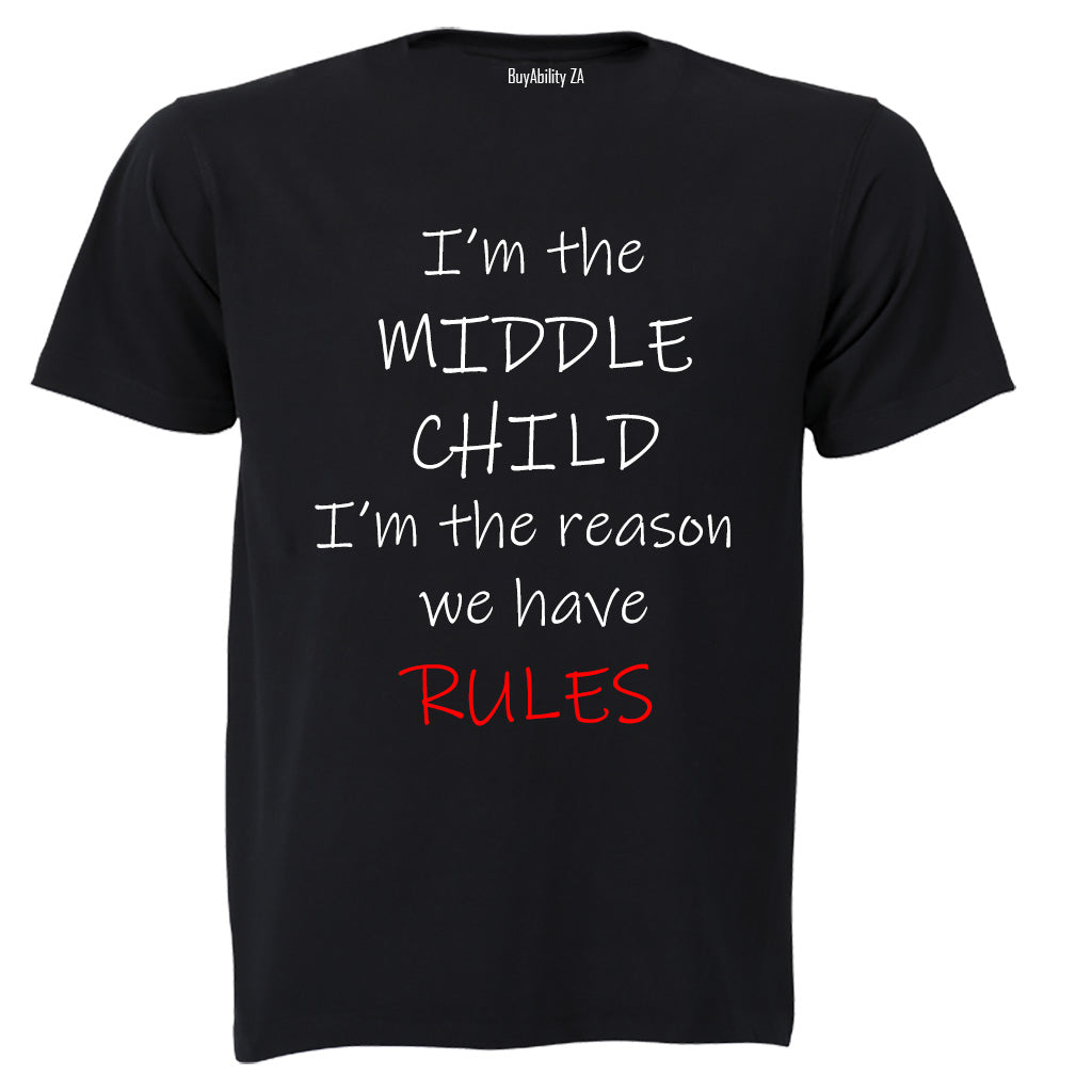 I'm The Middle Child - Rules - Kids T-Shirt - BuyAbility South Africa