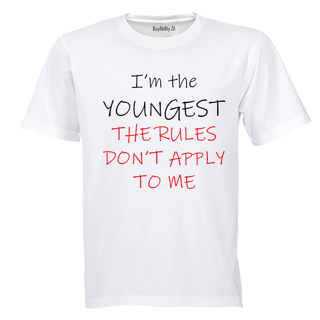 I'm The Youngest Child - Rules - Kids T-Shirt - BuyAbility South Africa