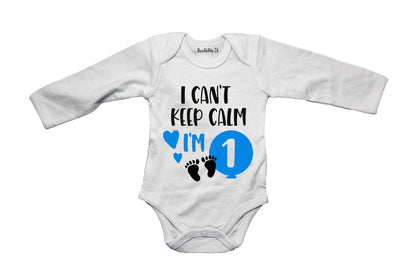 I Can't Keep Calm, I'm 1 - Blue - Baby Grow