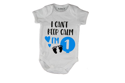 I Can't Keep Calm, I'm 1 - Blue - Baby Grow