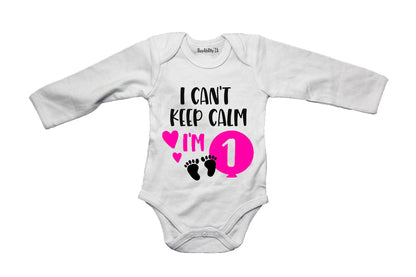 I Can't Keep Calm, I'm 1 - Pink - Baby Grow