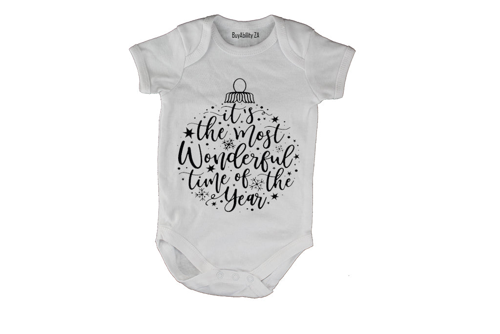 Most Wonderful Time - Christmas Bauble - Baby Grow