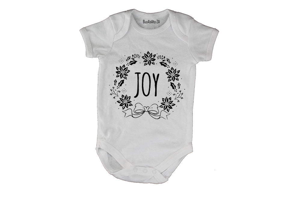 Joy - Christmas Wreath - Baby Grow
